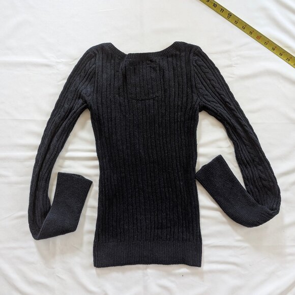 Hollister Cable Knit Sweater Navy Blue Women's Medium Long Sleeve Scoop Neck M - Picture 3 of 6